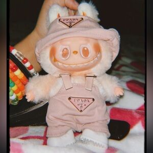 Popmart Cream Fuzzy Slippers with Bow Accent